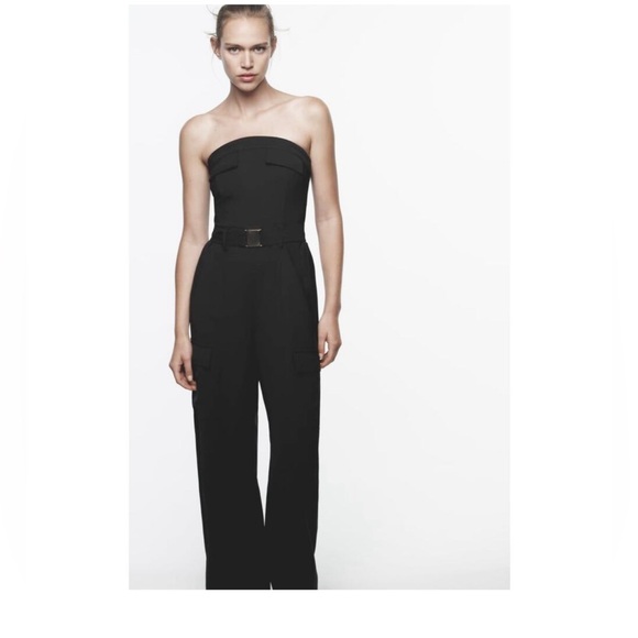 Zara black cargo jumpsuit - Picture 1 of 6